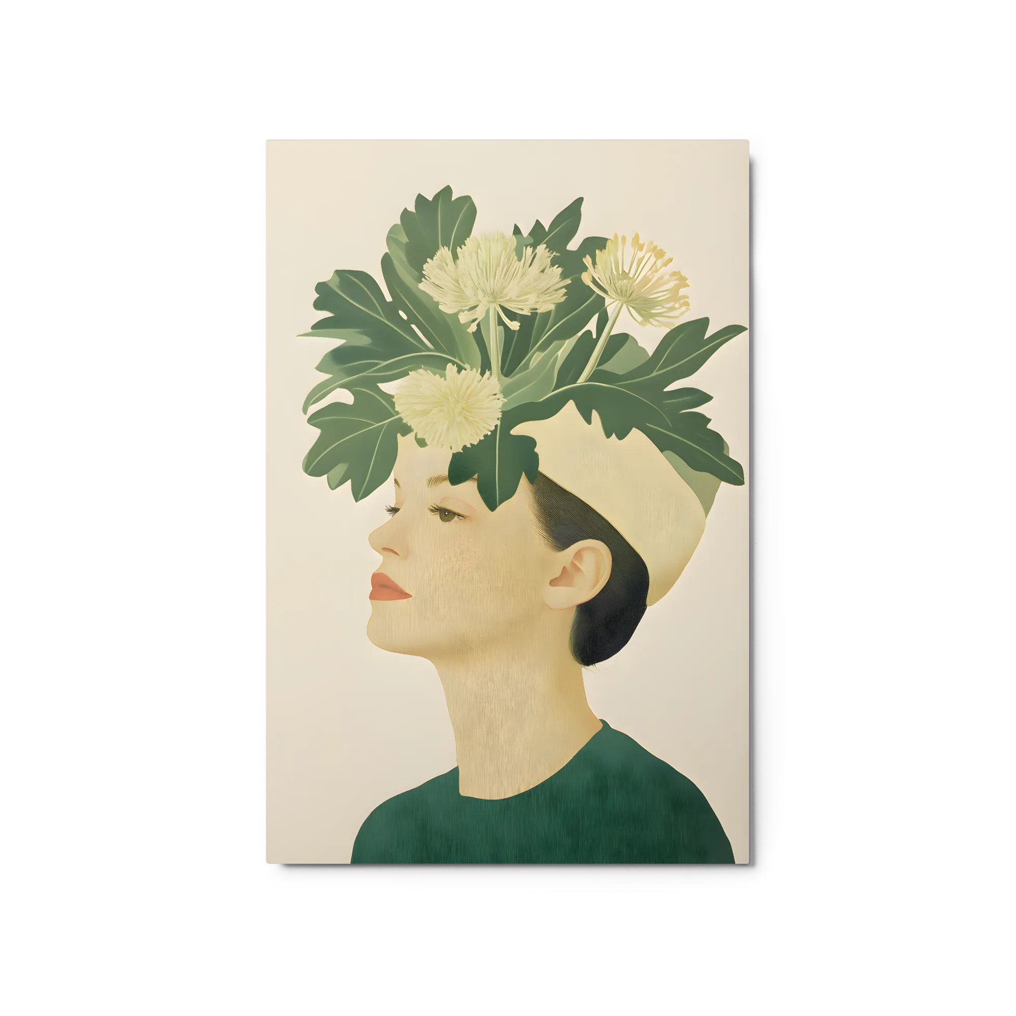 Woman with Dandelion Headdress 
 Metal Print | 20″x 30″