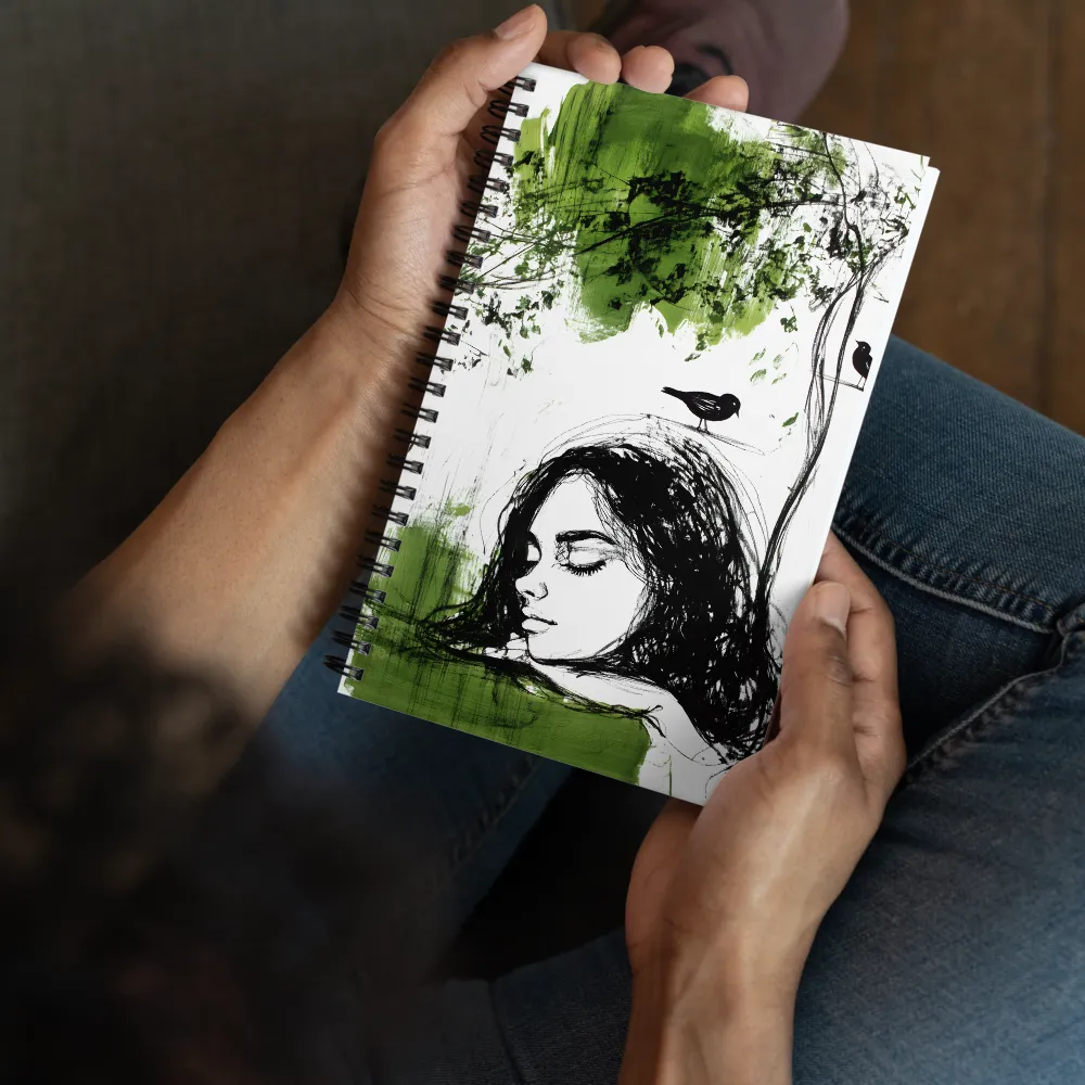 Tranquil Woman, Green Canopy 
 Spiral Notebook | 140 pages