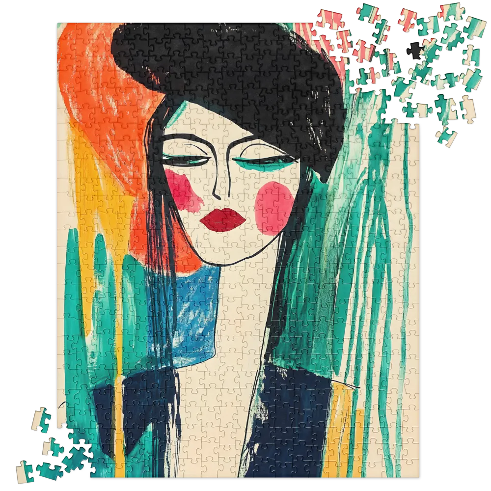 Abstract Woman Portrait 
 Jigsaw Puzzle in Tin Box