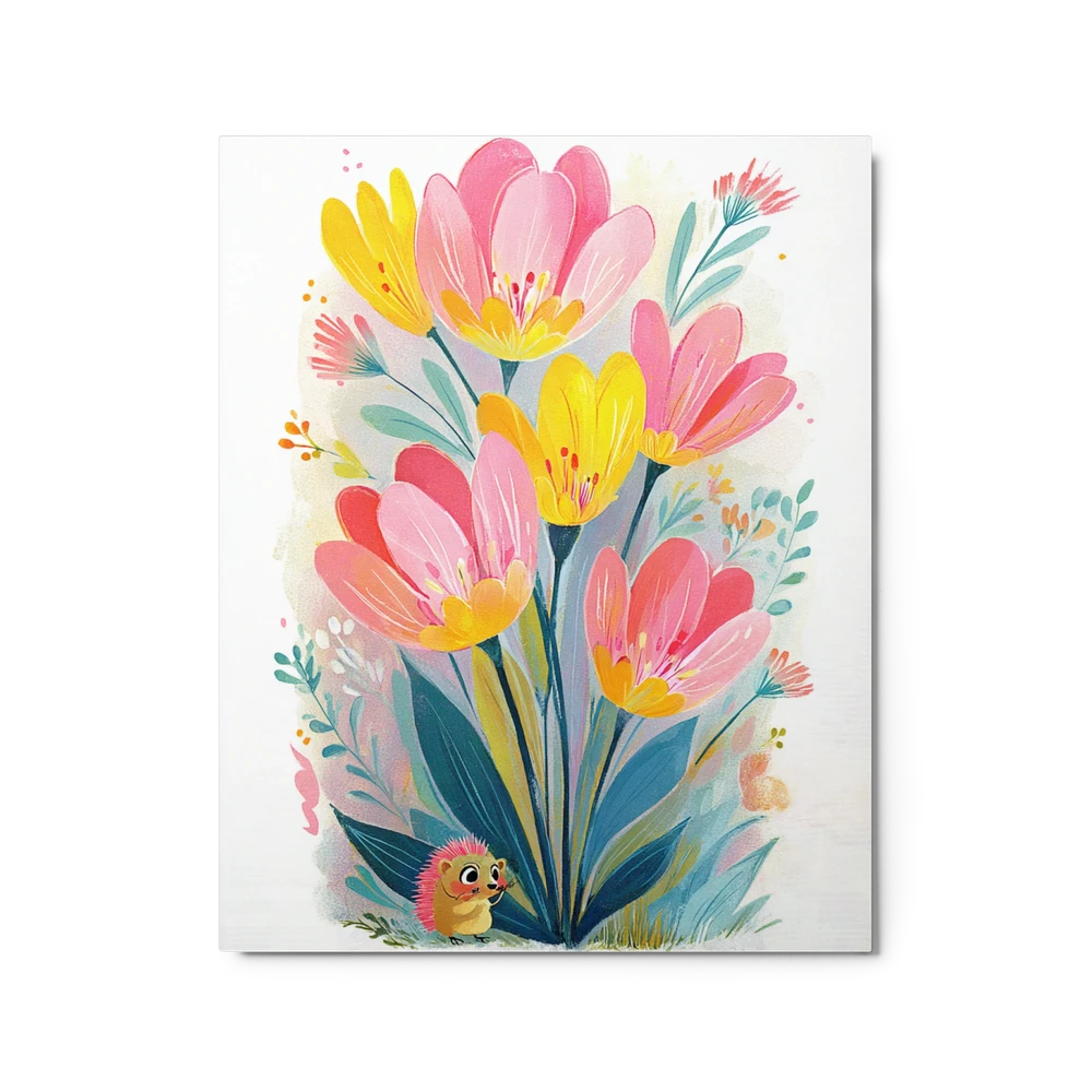 Little Hedgehog in Tulips | Art Print