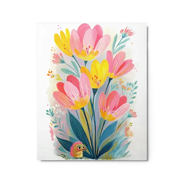Little Hedgehog in Tulips | Art Print