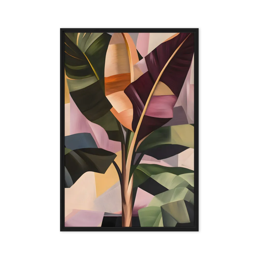Geometric Tropical Foliage 
 Poster with White Frame | 12″x 16″