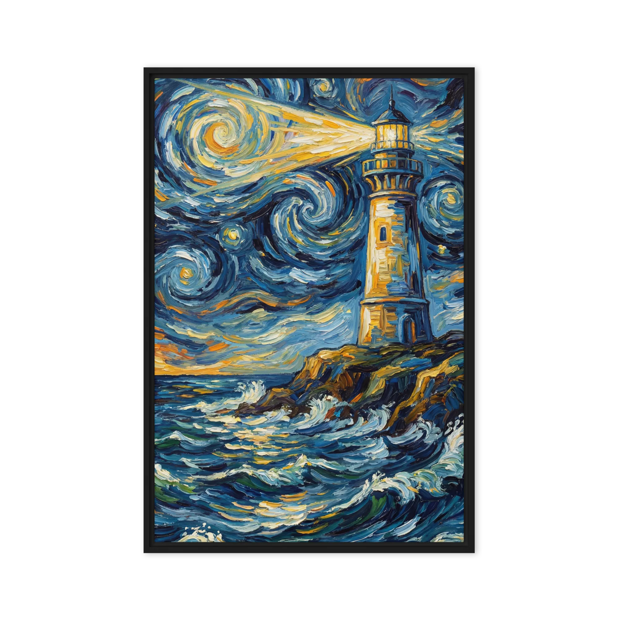 The Starry Beacon 
 Poster with White Frame | 12″x 18″