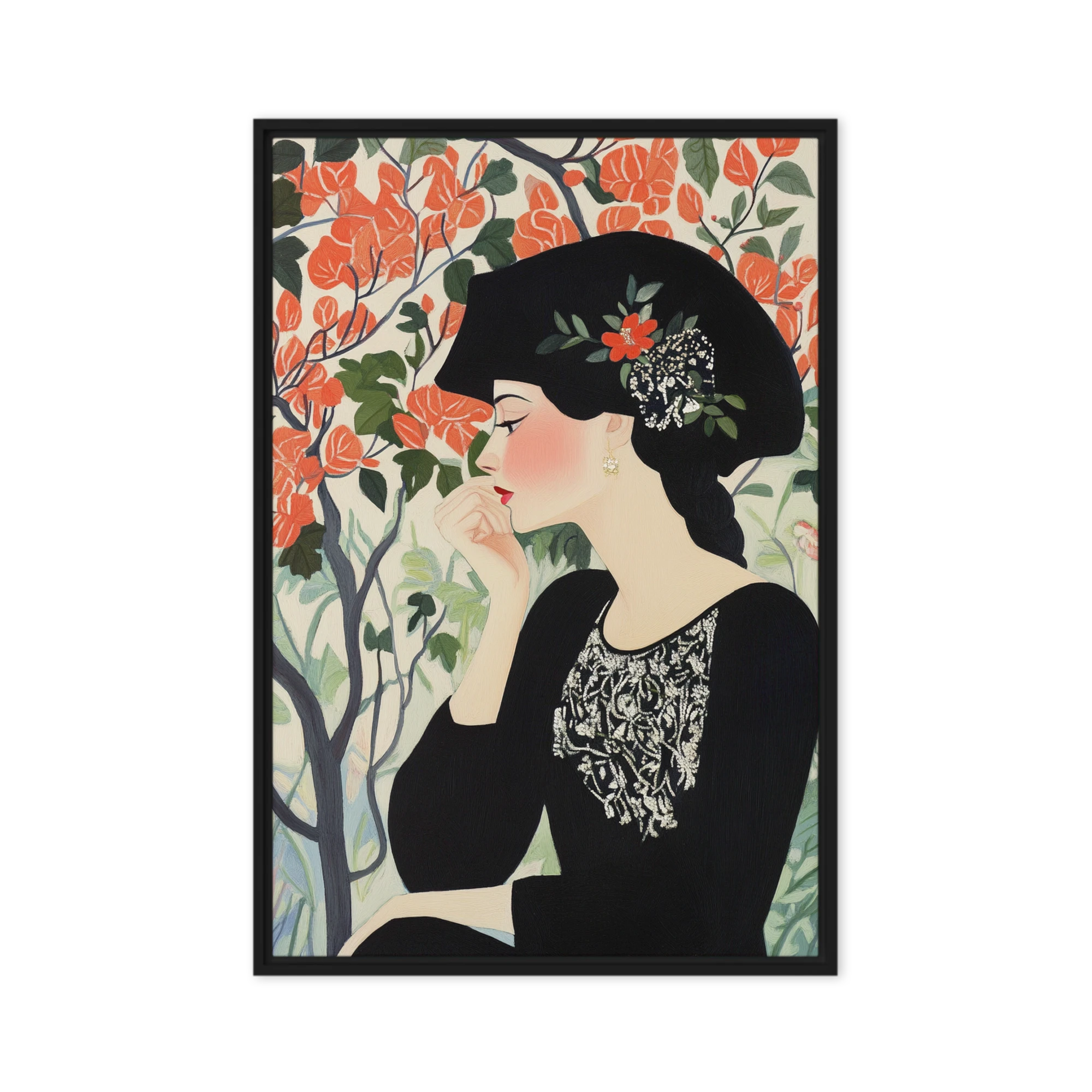 Art Nouveau Floral Muse | Art Print