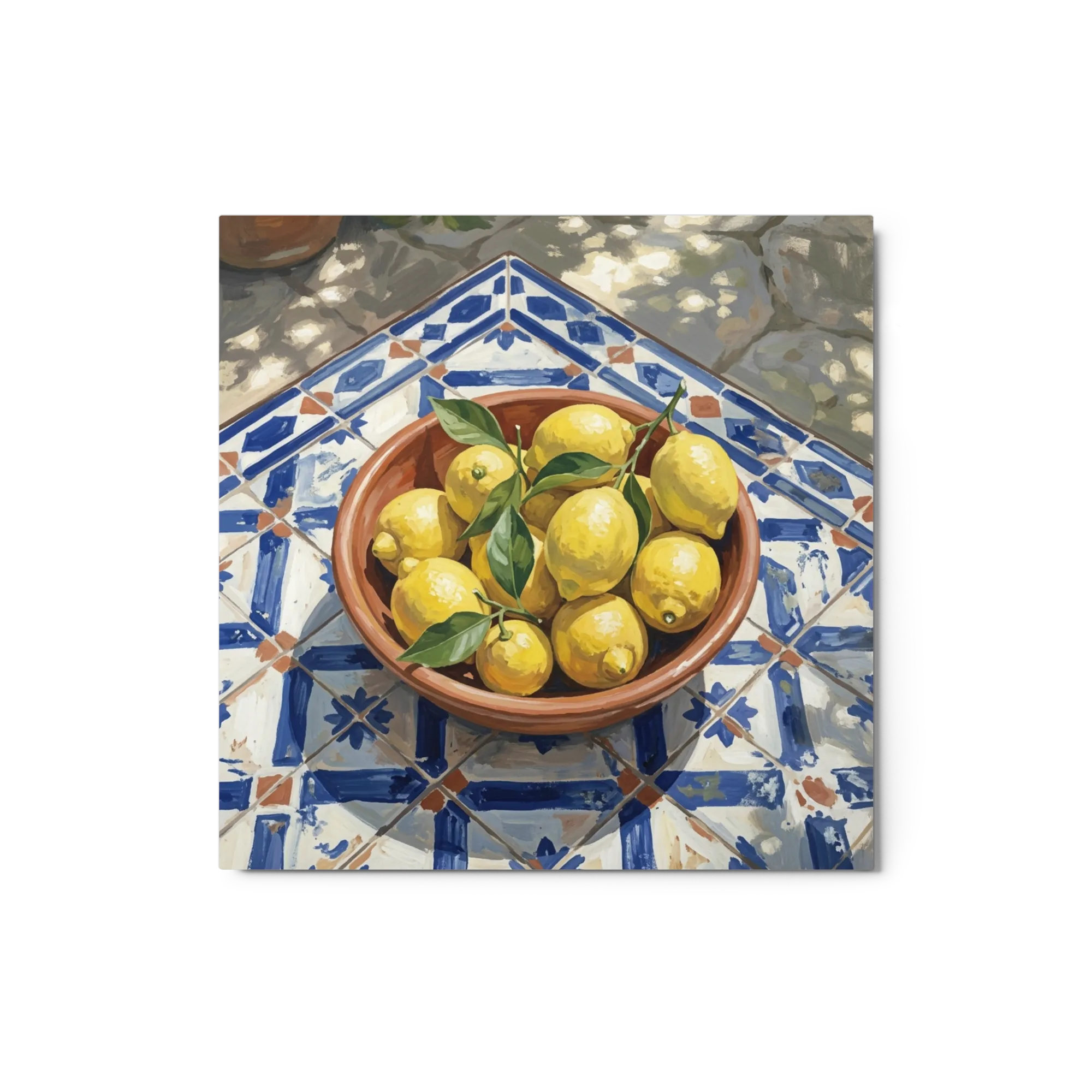 Mediterranean Still Life with Lemons 
 Canvas with Black Frame