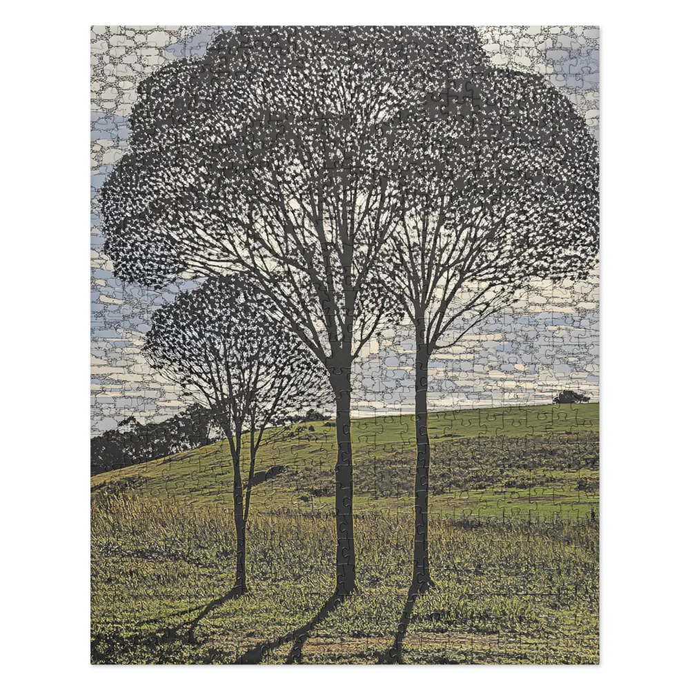 Silhouetted Trees in Mosaic Sky 
 Jigsaw Puzzle