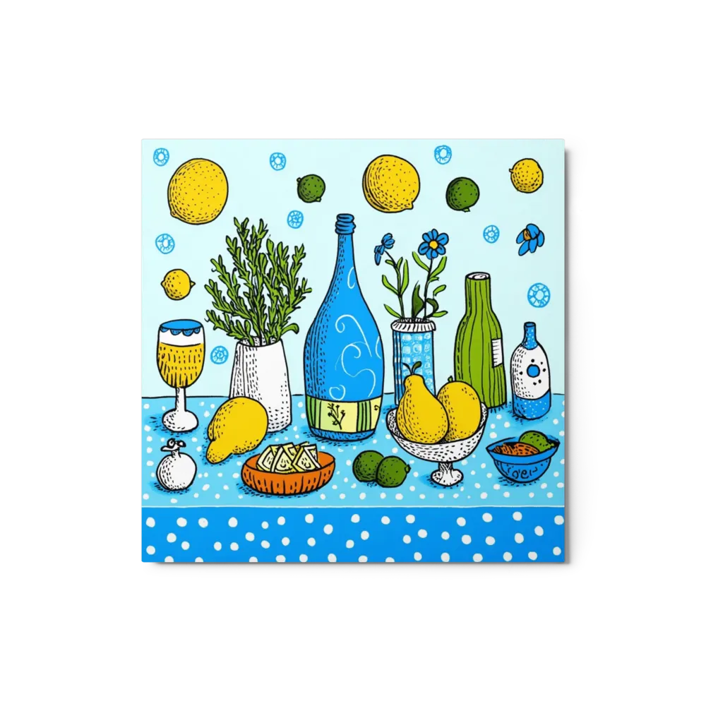 Citrus and Blue Still Life 
 Canvas | 20″x 20″