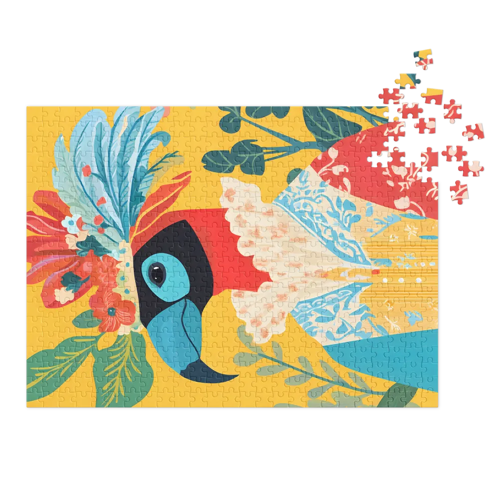 Pássaro Colorido com Coroa Floral | Quebra-cabeça (252/520 peças)