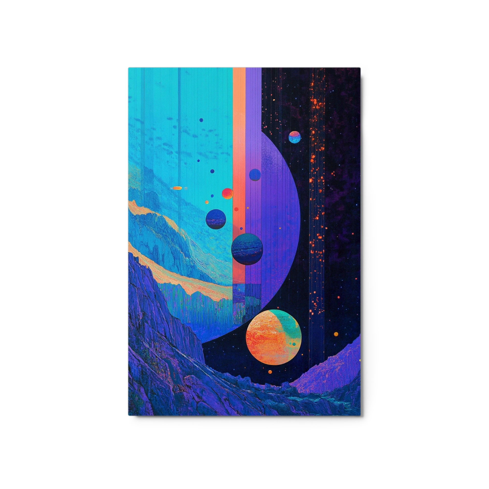 Surreal Cosmic Landscape with Planets