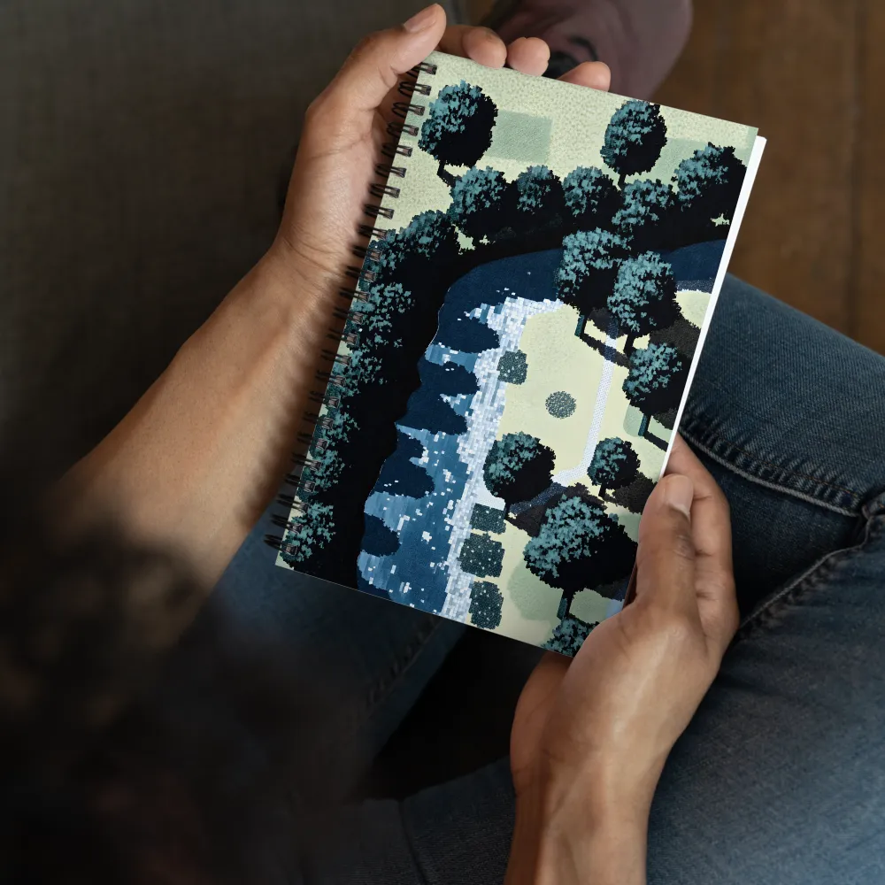 Riverside Pixel Tapestry 
 Spiral Notebook | 140 pages