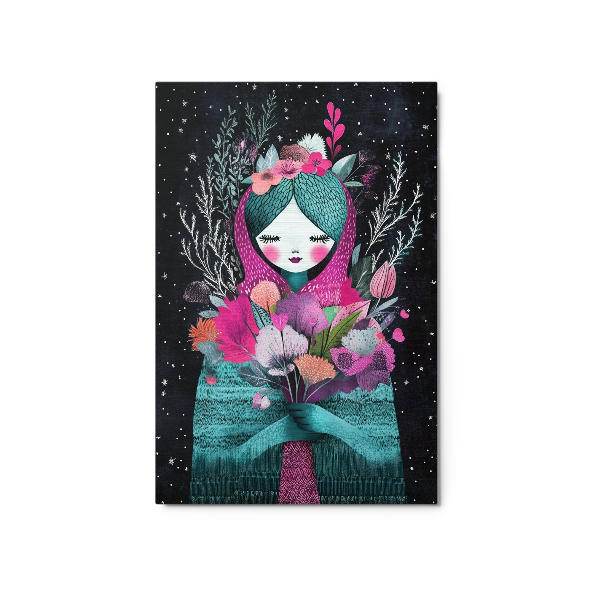 Girl with Flowers Illustration