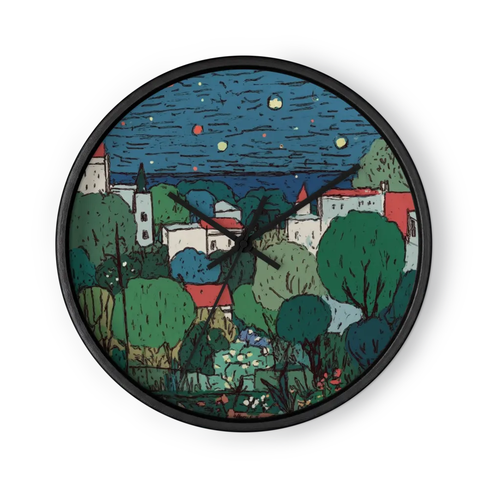 Village Under the Starry Sky | Wall Clock