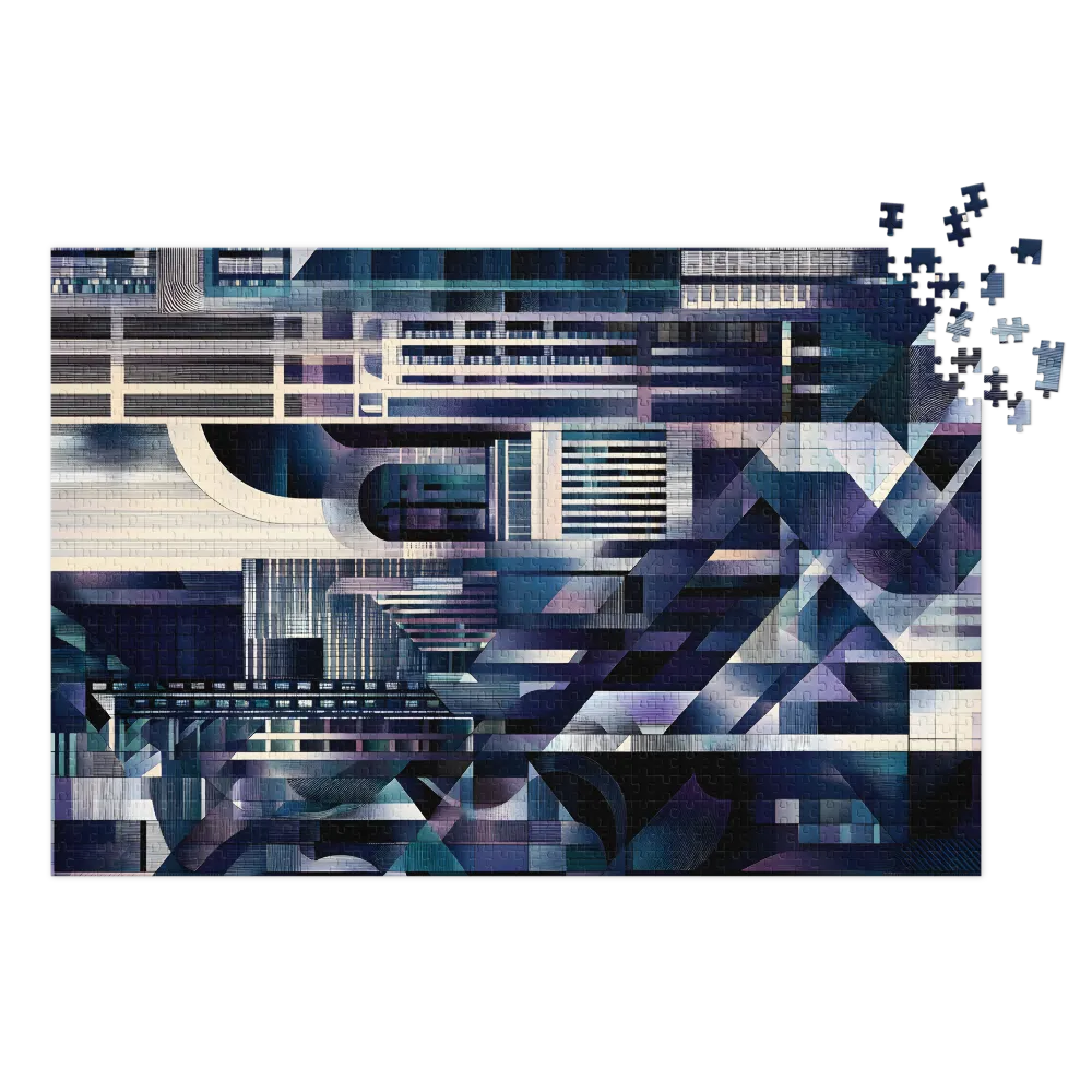 Abstract Geometric Cityscape Art | Jigsaw Puzzle (252/520 pieces)