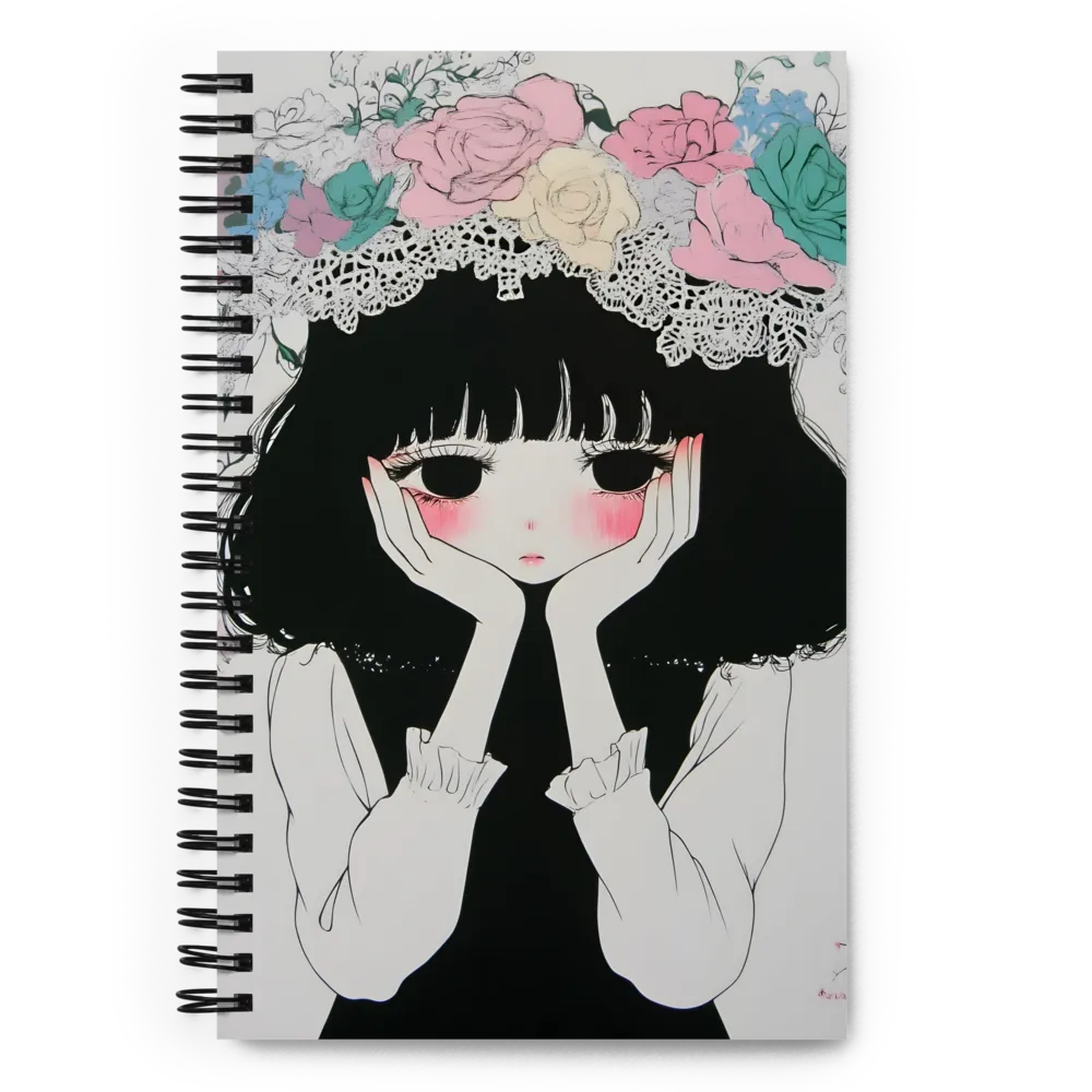 Pensive Gaze, Floral Crown 
 Spiral Notebook | 140 pages