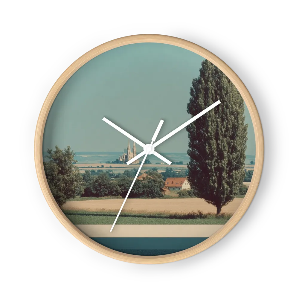 Distant Cathedral in Summer Fields | Wall Clock