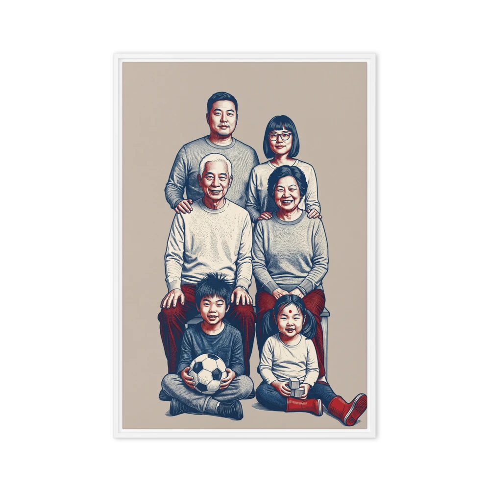 Family Portrait — Cobalt & Crimson