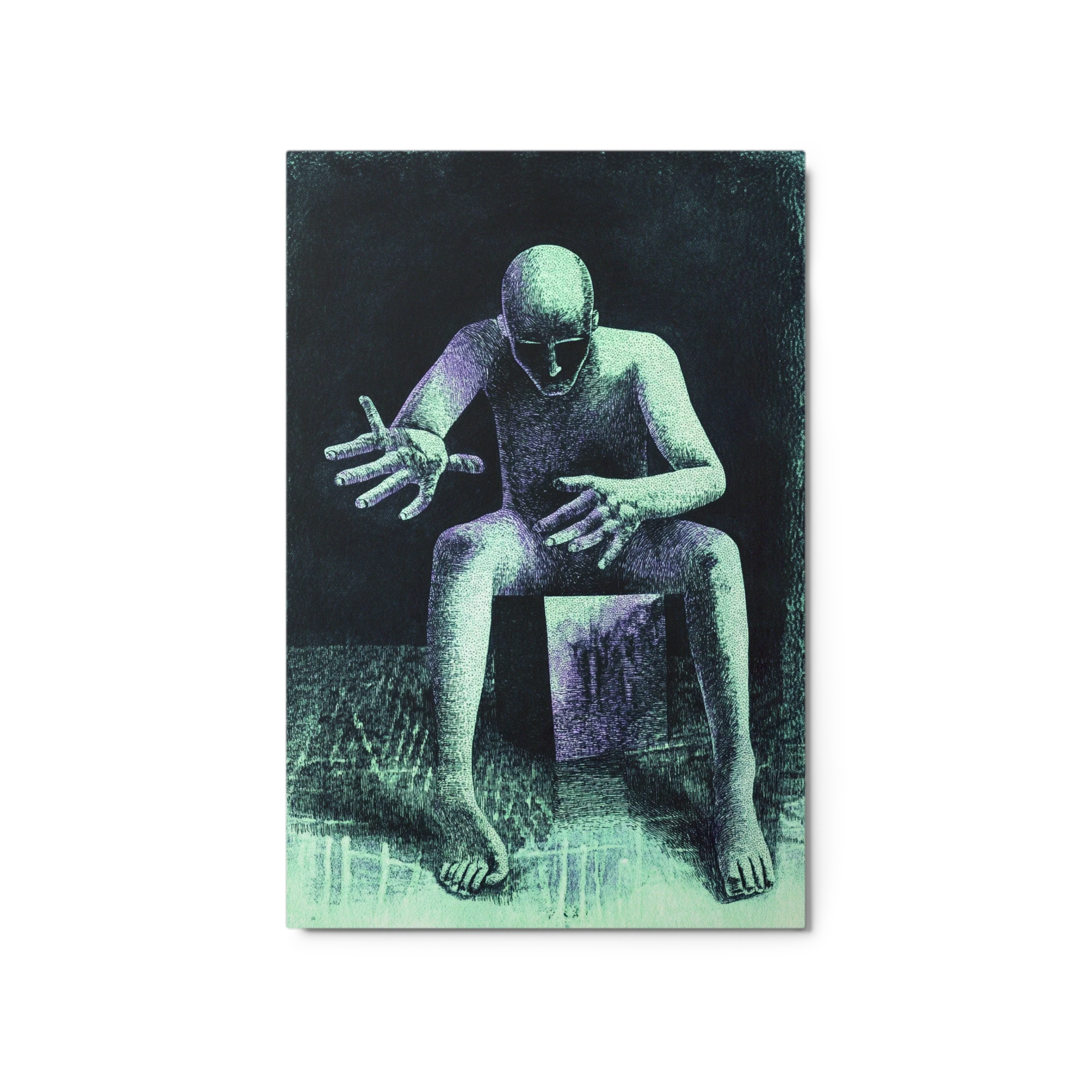 Surreal Figure Drawing in Blue and Purple