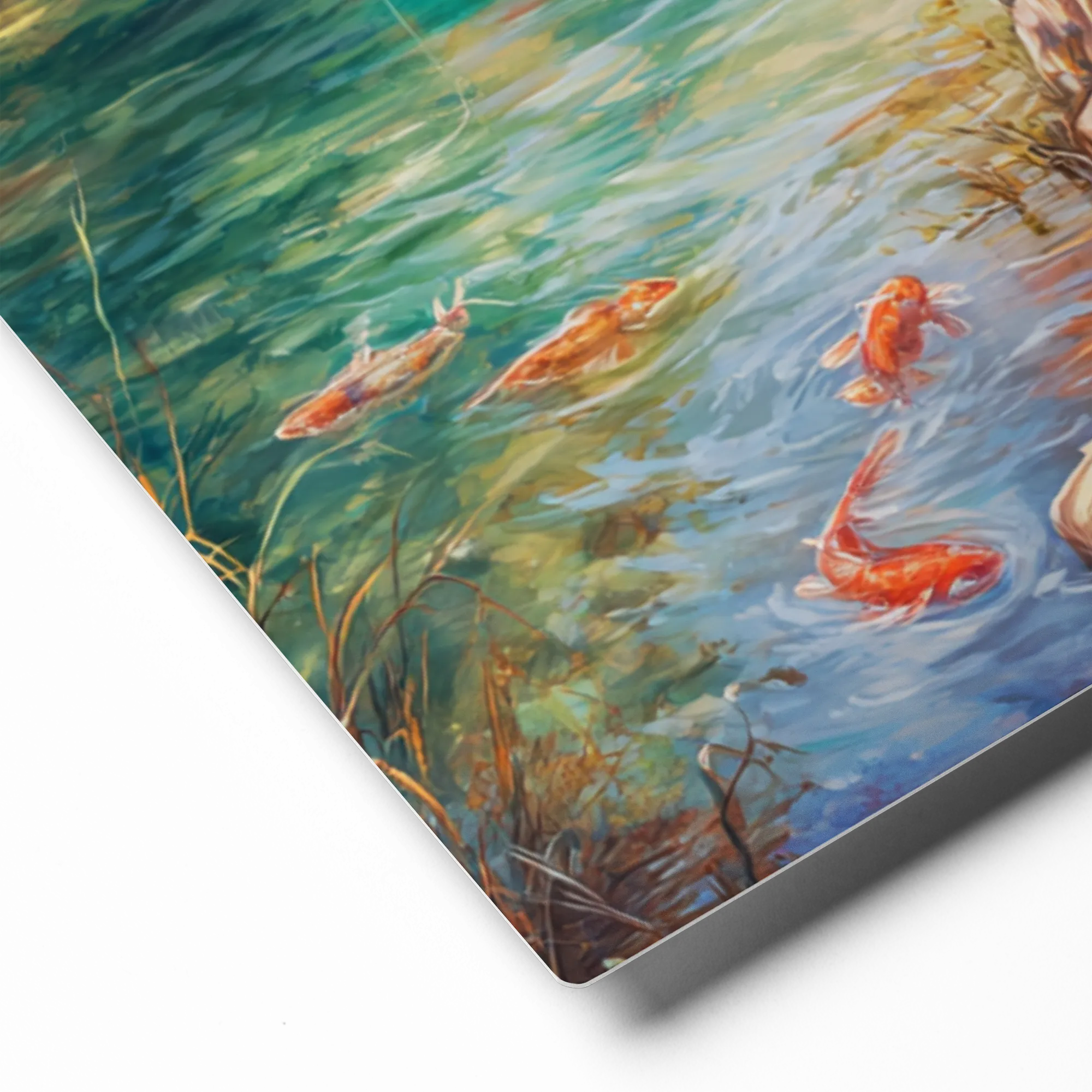 Golden Autumn Fishing 
 Poster with Red oak Frame | 14″x 14″