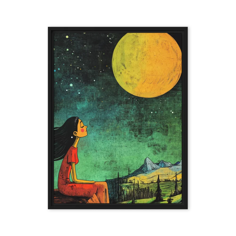 Lunar Contemplation 
 Canvas with Brown Frame
