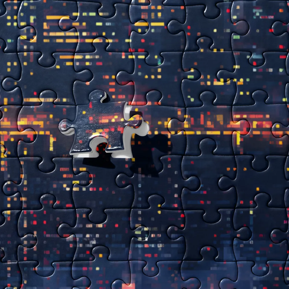 Twilight Pixel Cityscape 
 Jigsaw Puzzle