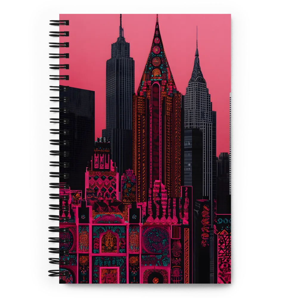 Art Deco Neon Skyline 
 Spiral Notebook | 140 pages