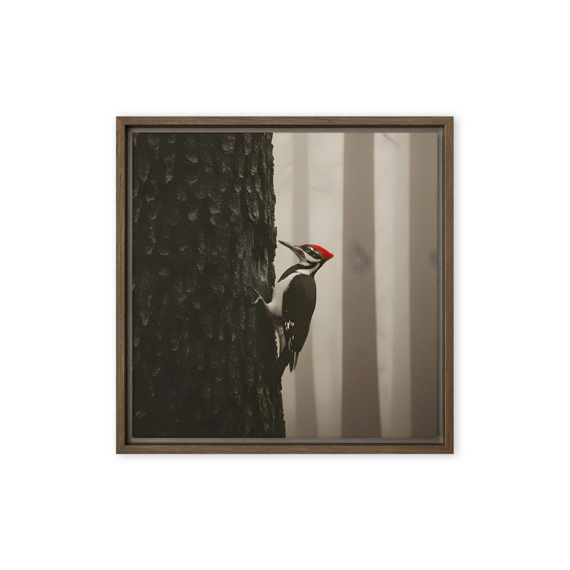 Woodpecker on Tree Trunk | Art Print