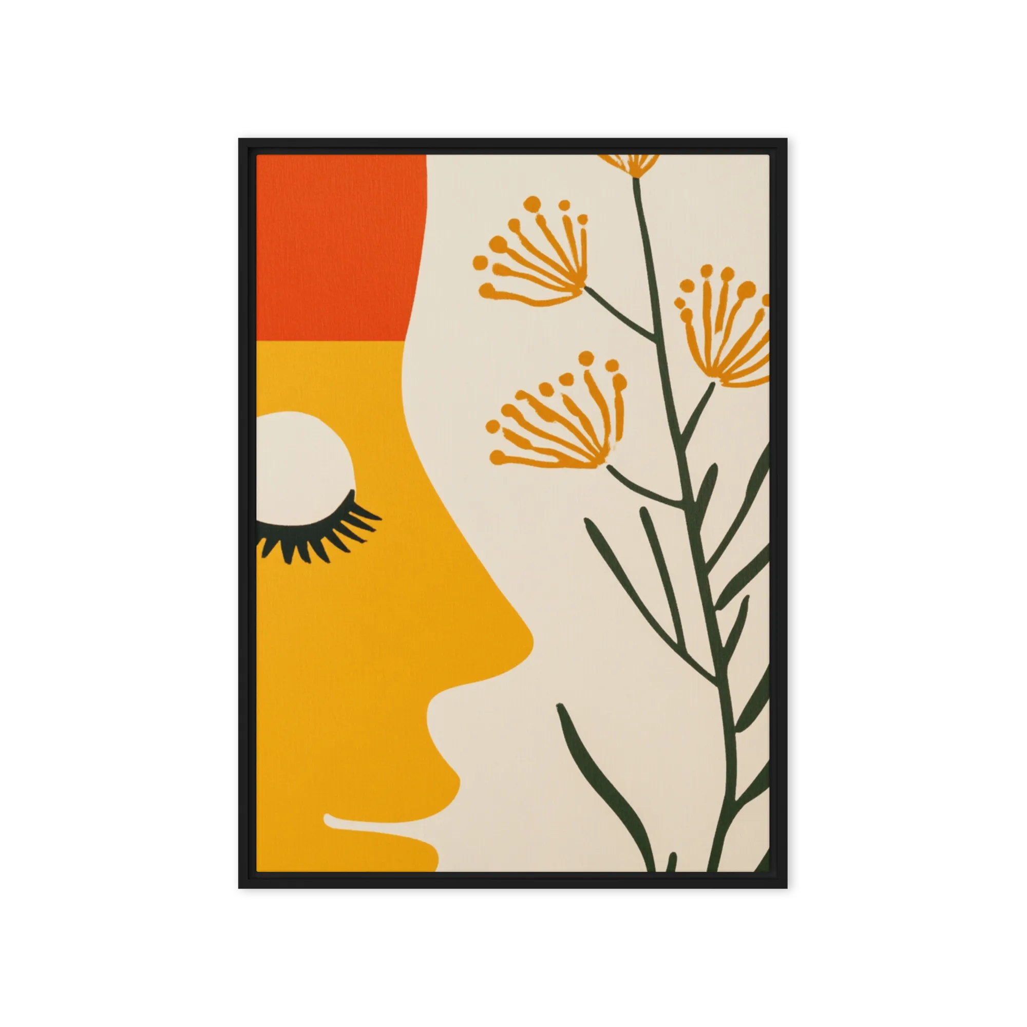 Floral Contemplation 
 Canvas with Brown Frame