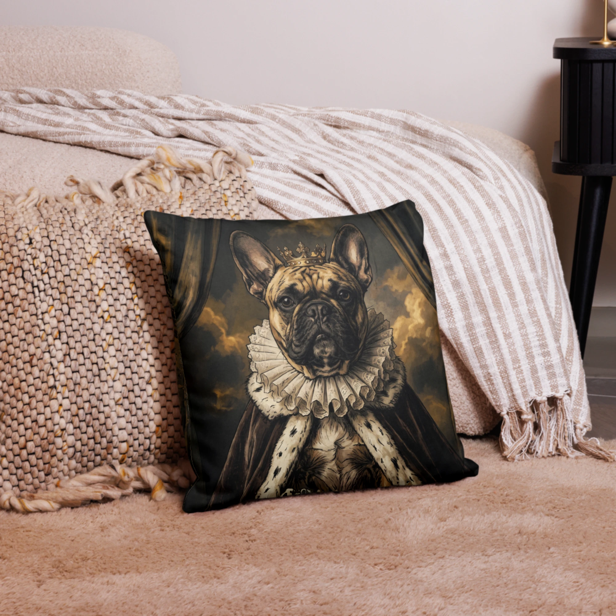 Pet Portrait Pillow — Renaissance — Pillow · in setting