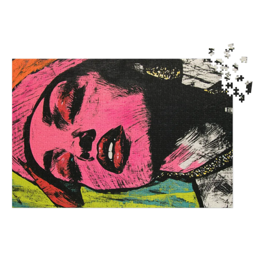 Retrato Rosa Expressionista 
 Puzzle em caixa de metal