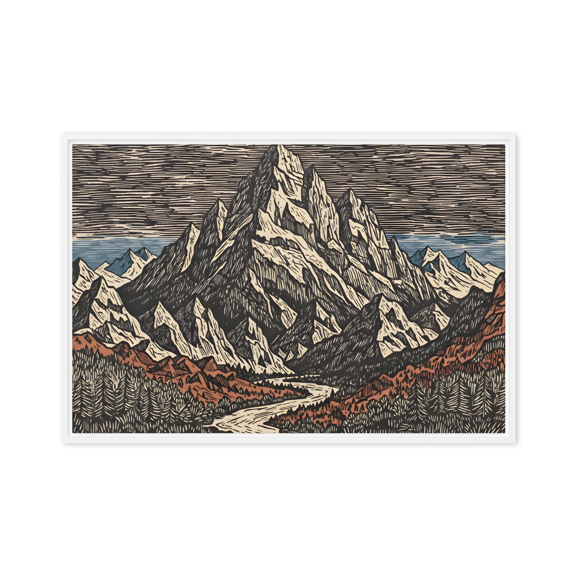 Paisagem Alpina Xilogravura