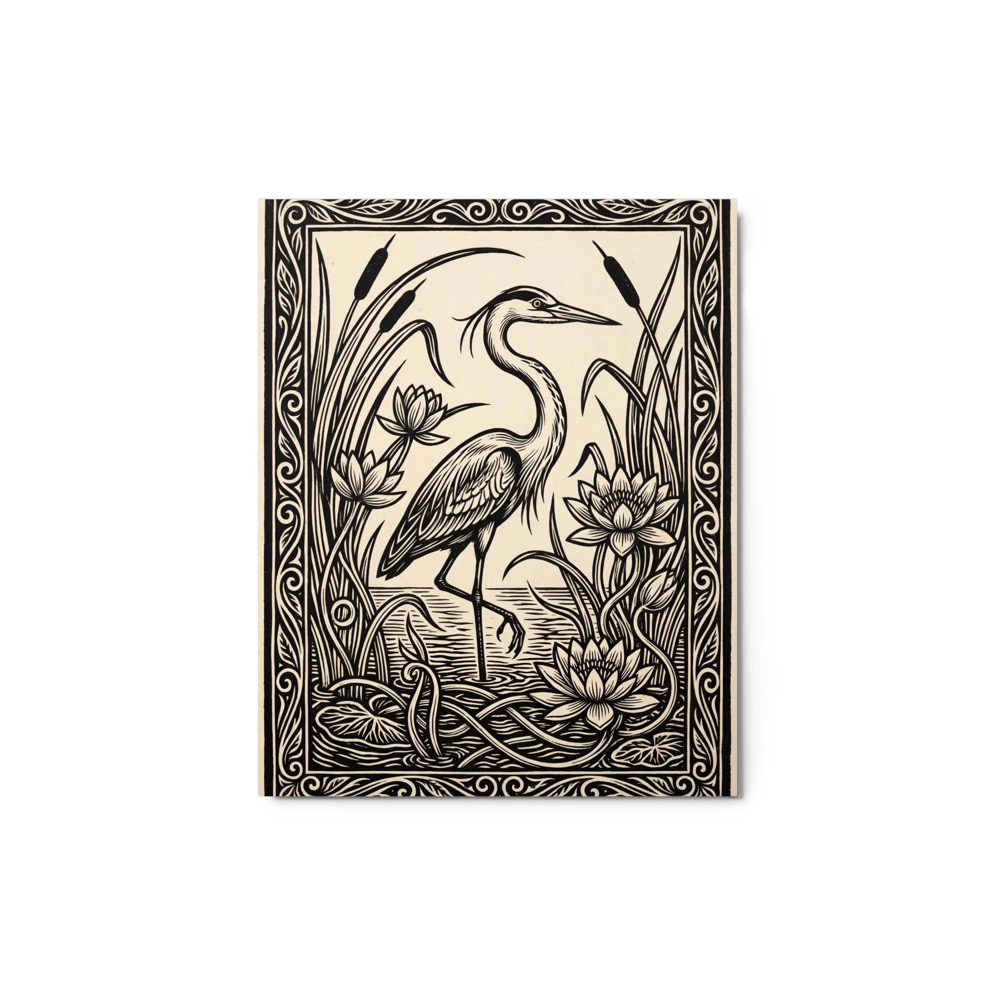 Heron Among Water Lilies