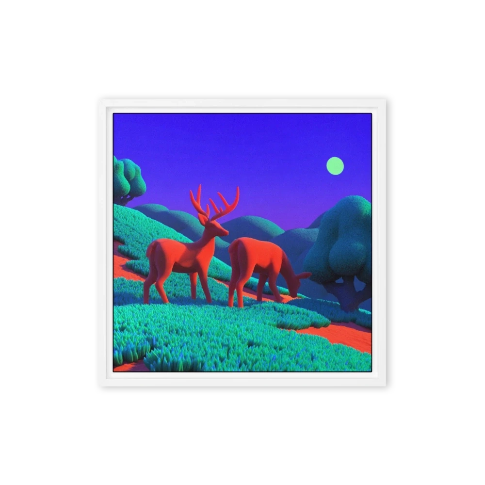 Red Deer Under Full Moon