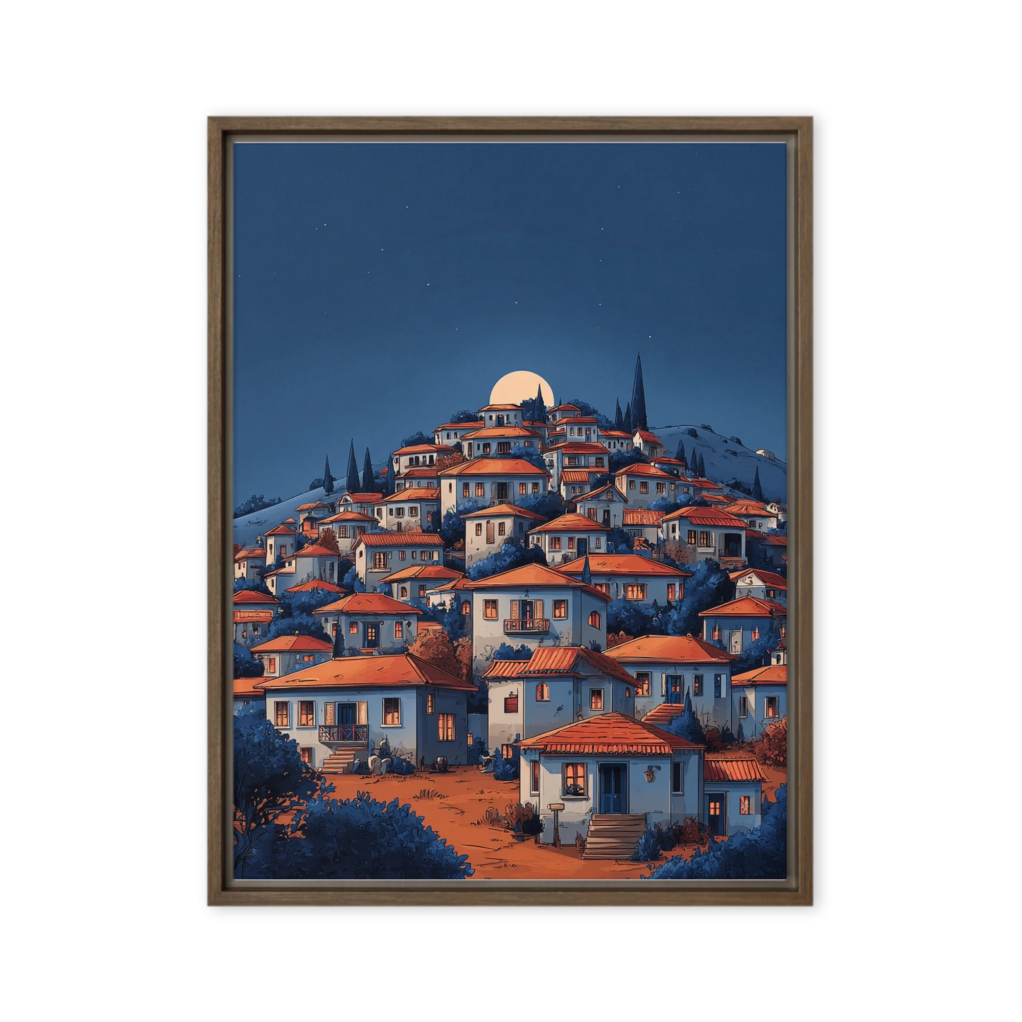 Moonlit Hillside Village