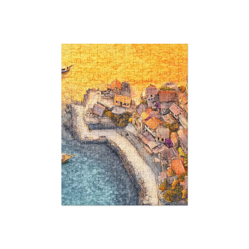 Mosaic Coastal Village 
 Jigsaw Puzzle
