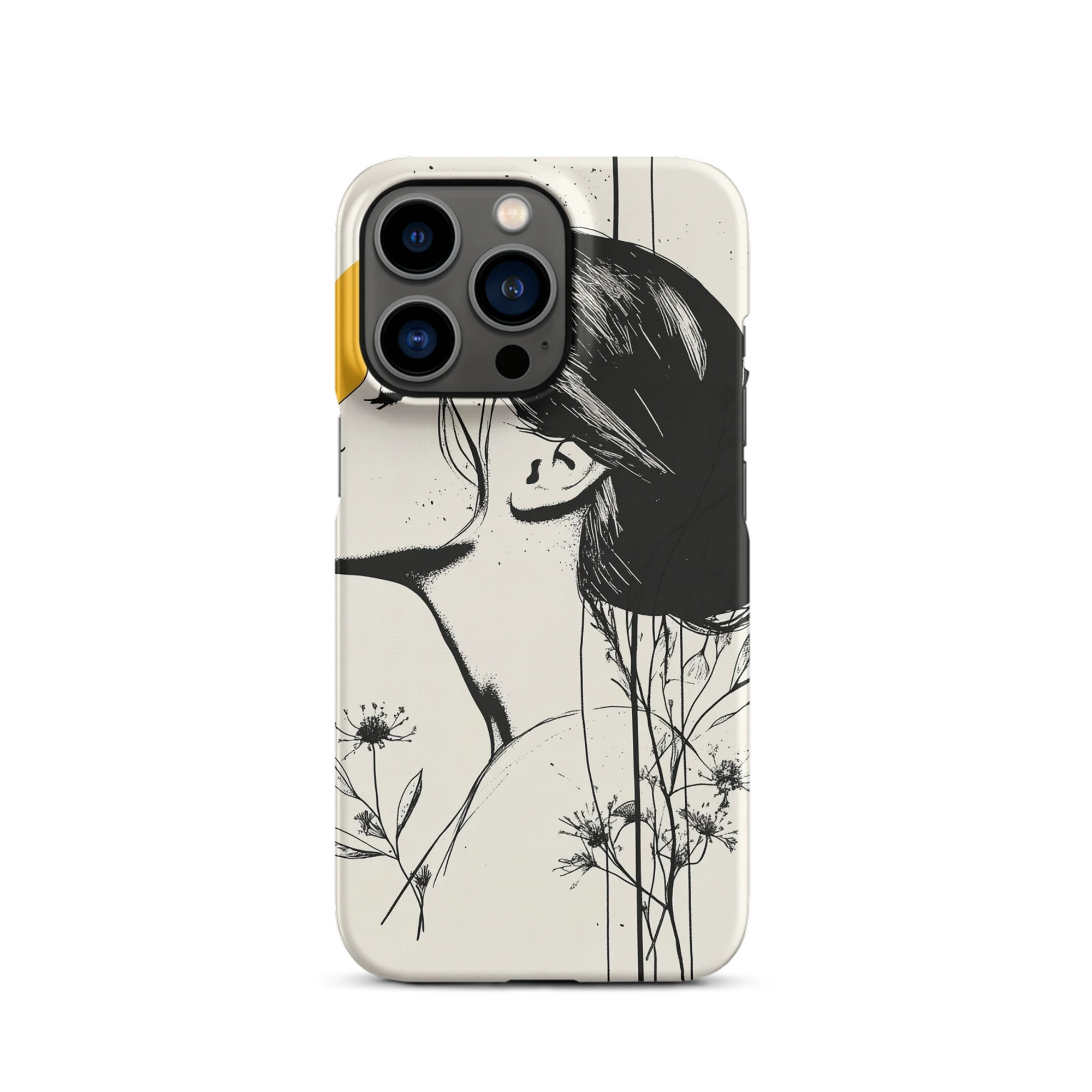 Minimalist Silhouette with Yellow Sun | Phone Case