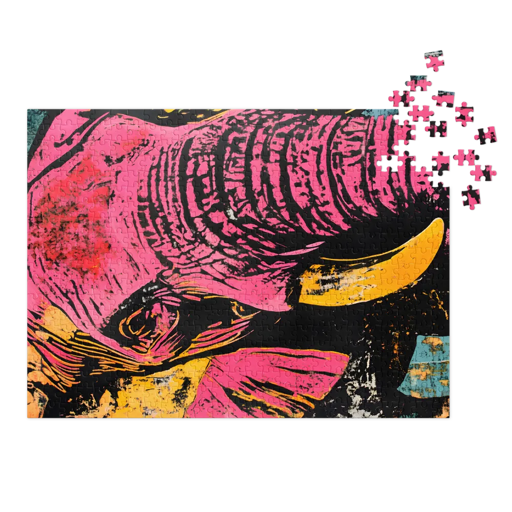 Retrato Vibrante de Elefante 
 Puzzle em caixa de metal