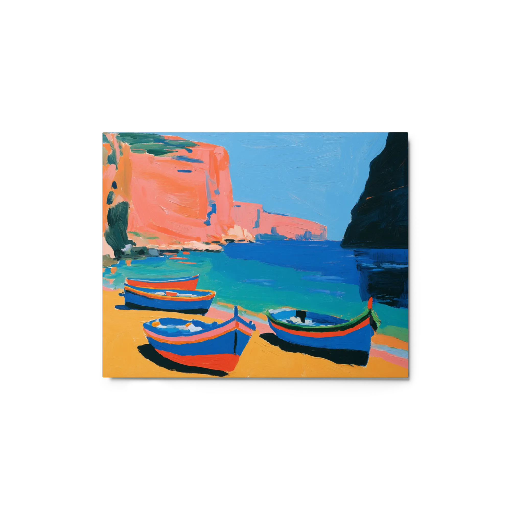 Cove of Azure Boats 
 Canvas with Black Frame