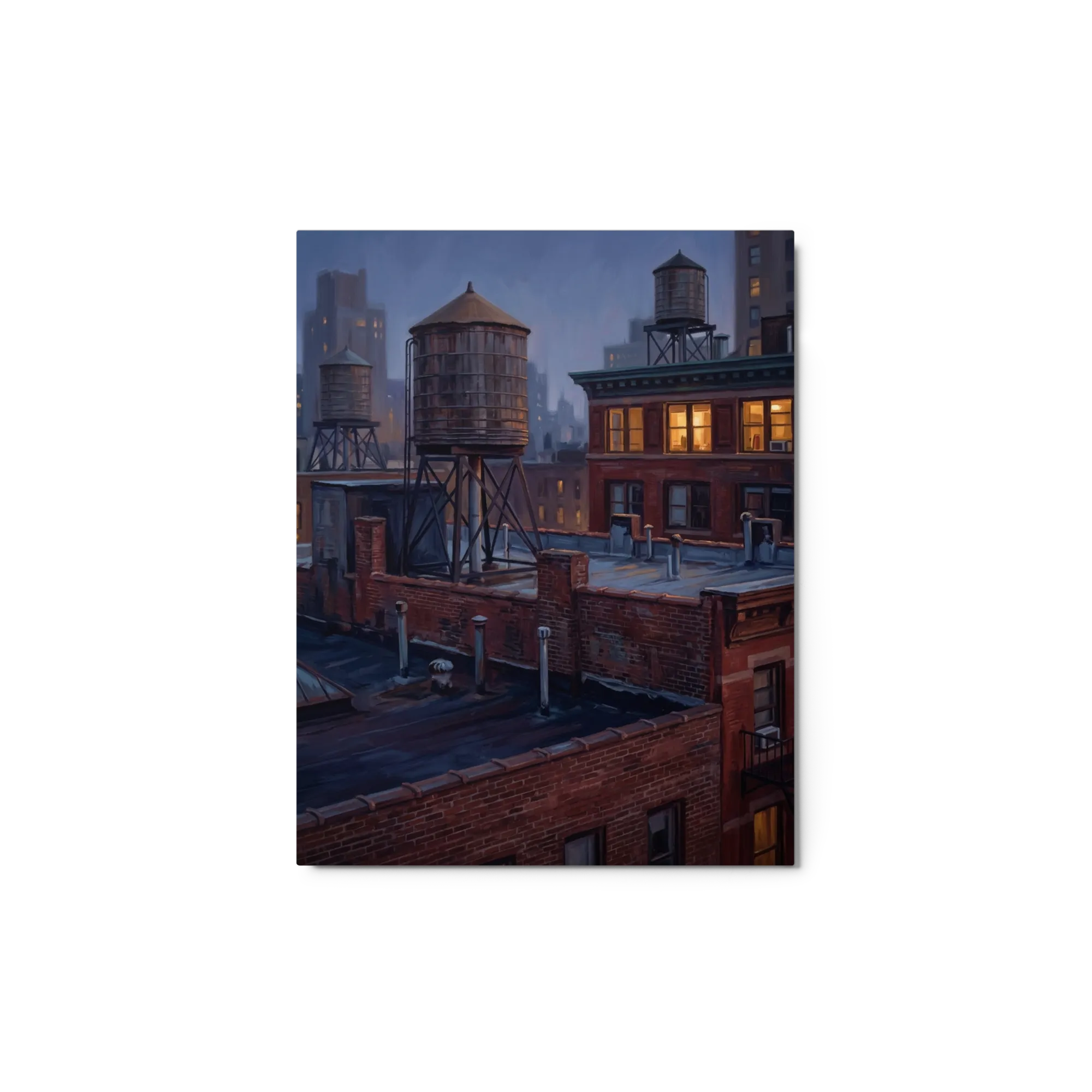 Twilight Over Rooftops 
 Poster with Red oak Frame | 8″x 10″