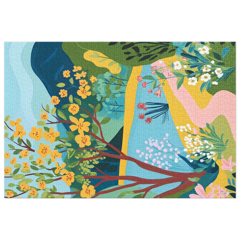 Sunny Path Through Blooming Gardens 
 Jigsaw Puzzle in Tin Box