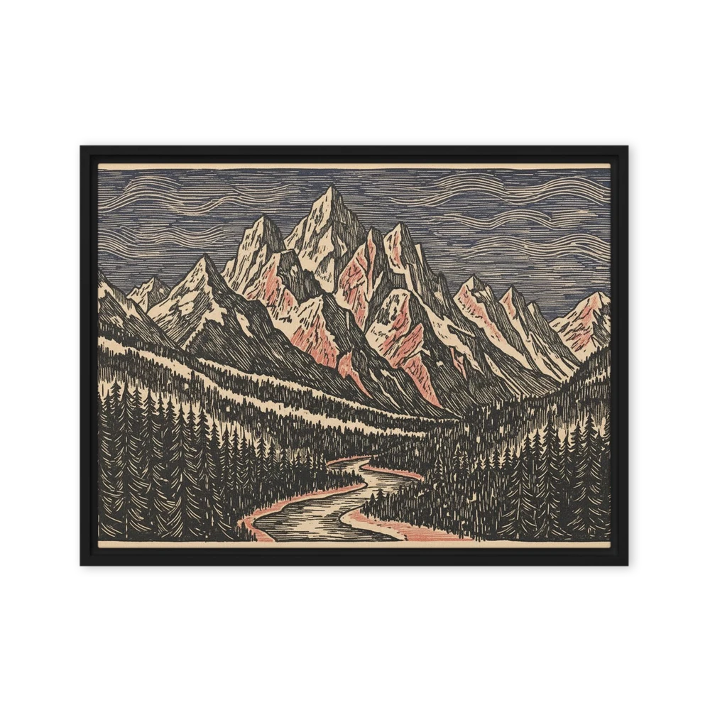 Alpine Riverwood Engraving | Art Print