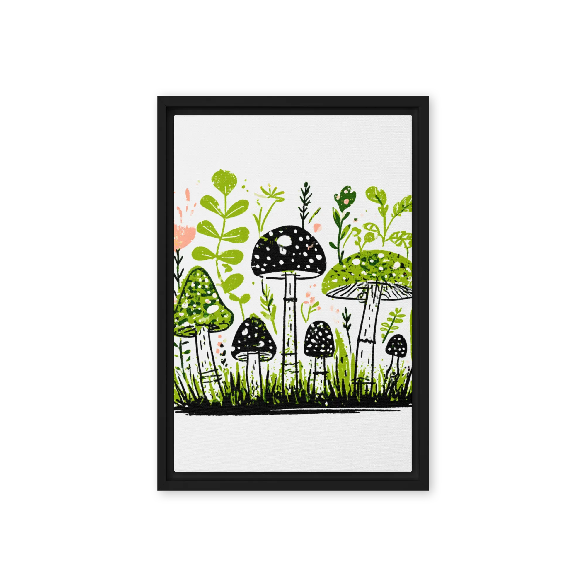 Enchanted Fungi 
 Canvas with White Frame
