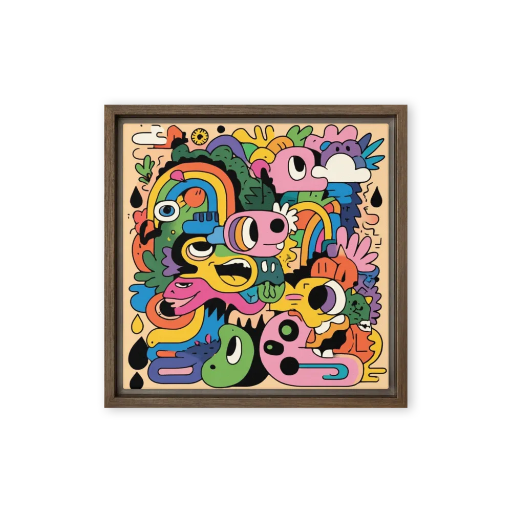 Whimsical Doodle World 
 Poster with Black Frame | 10″x 10″