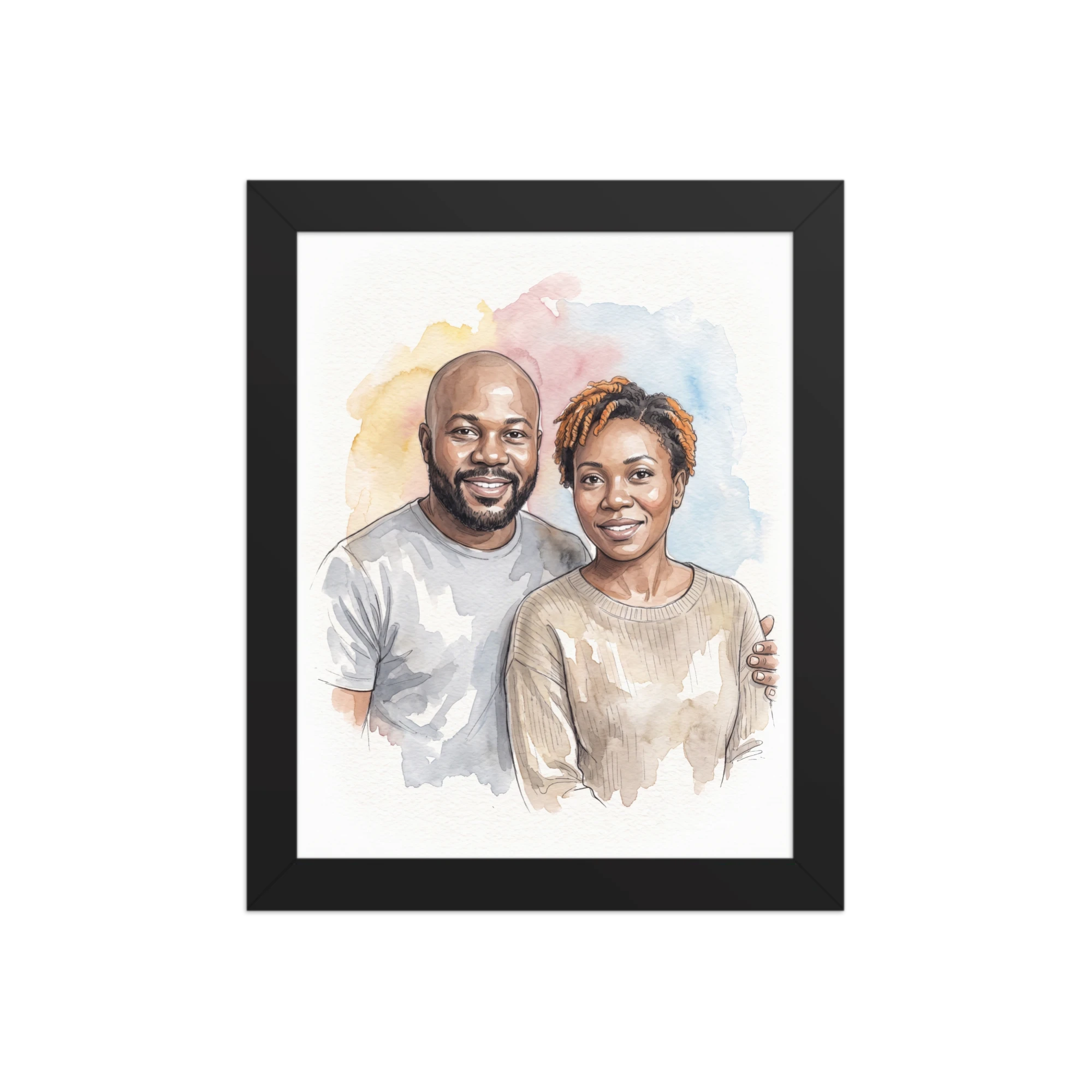 Watercolor Sketch Couple Portrait — example