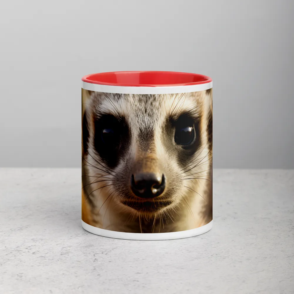 Curious Meerkat Portrait 
 Mug with Golden Yellow inside