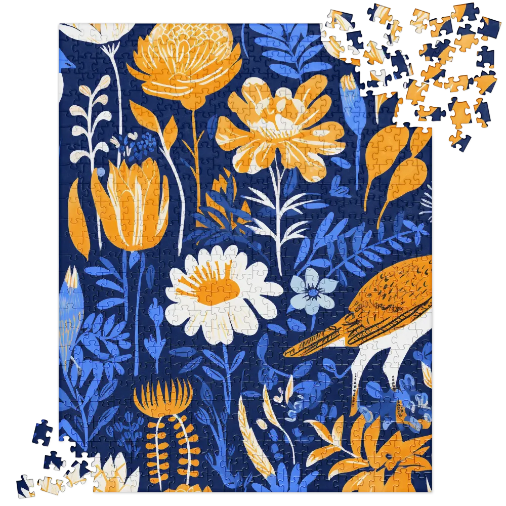 Whimsical Avian Bloom 
 Jigsaw Puzzle in Tin Box