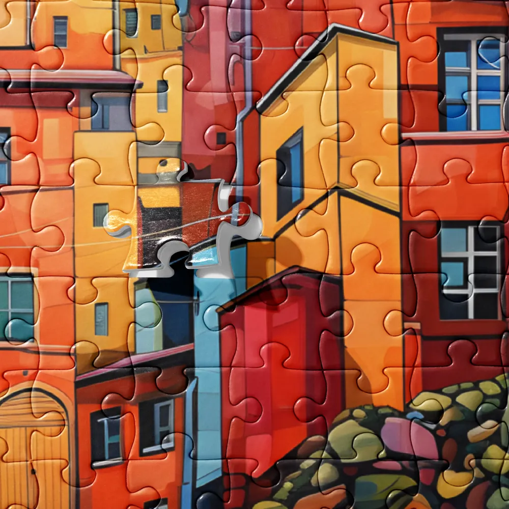 Vibrant Village: A Cubist Journey