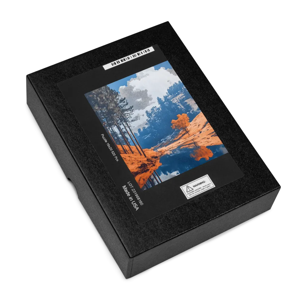 Duotone Lake Landscape 
 Jigsaw Puzzle in Tin Box