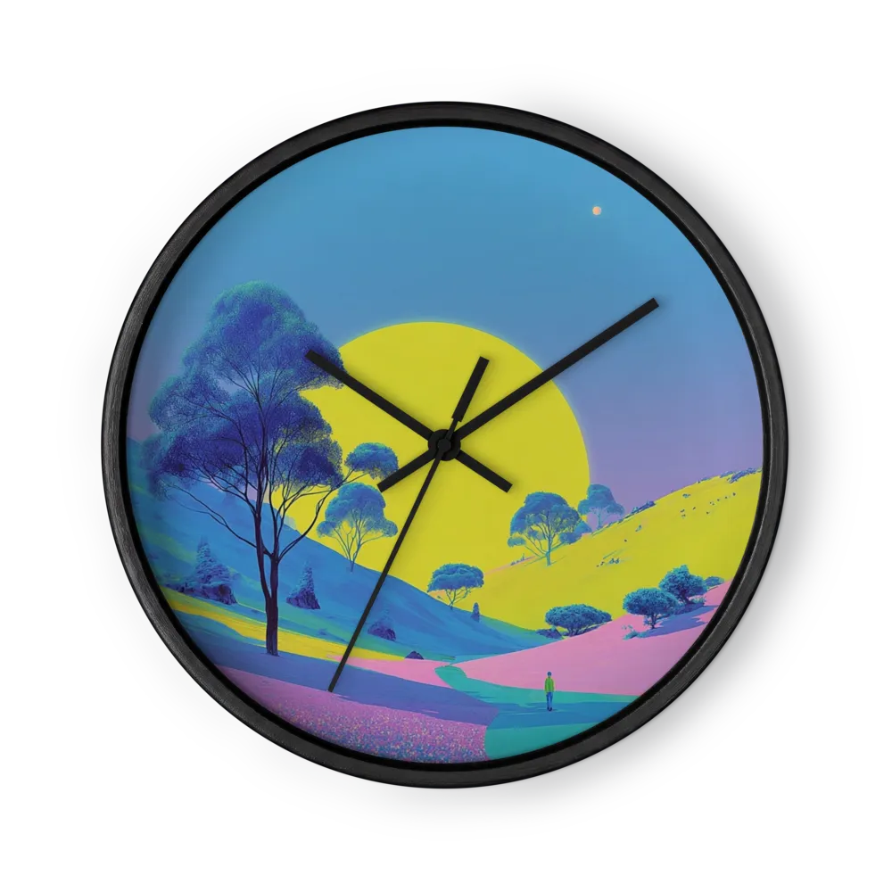 Yellow Sun Solitary Walk | Wall Clock