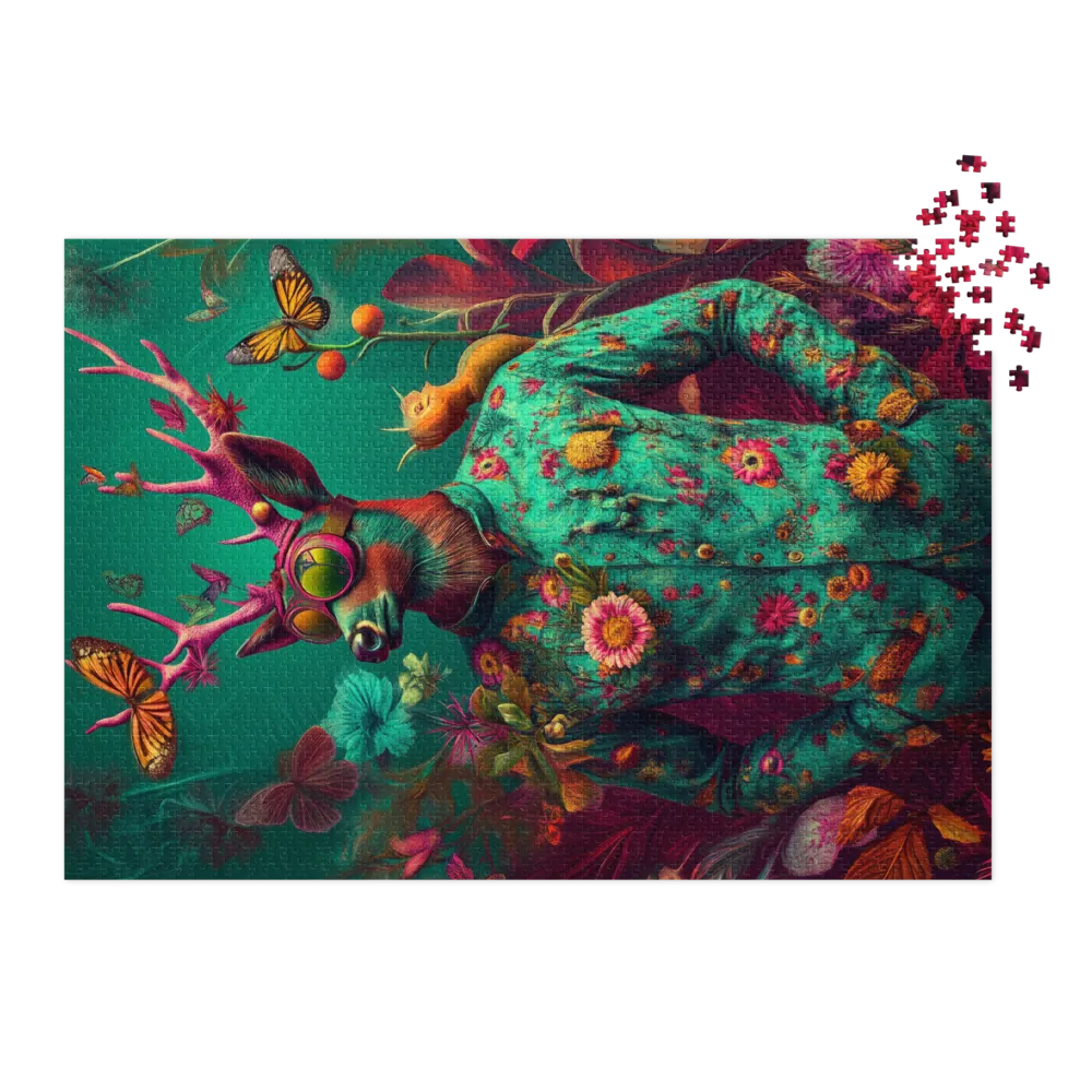 Surreal Deer with Floral Patterns | Jigsaw Puzzle (252/520 pieces)