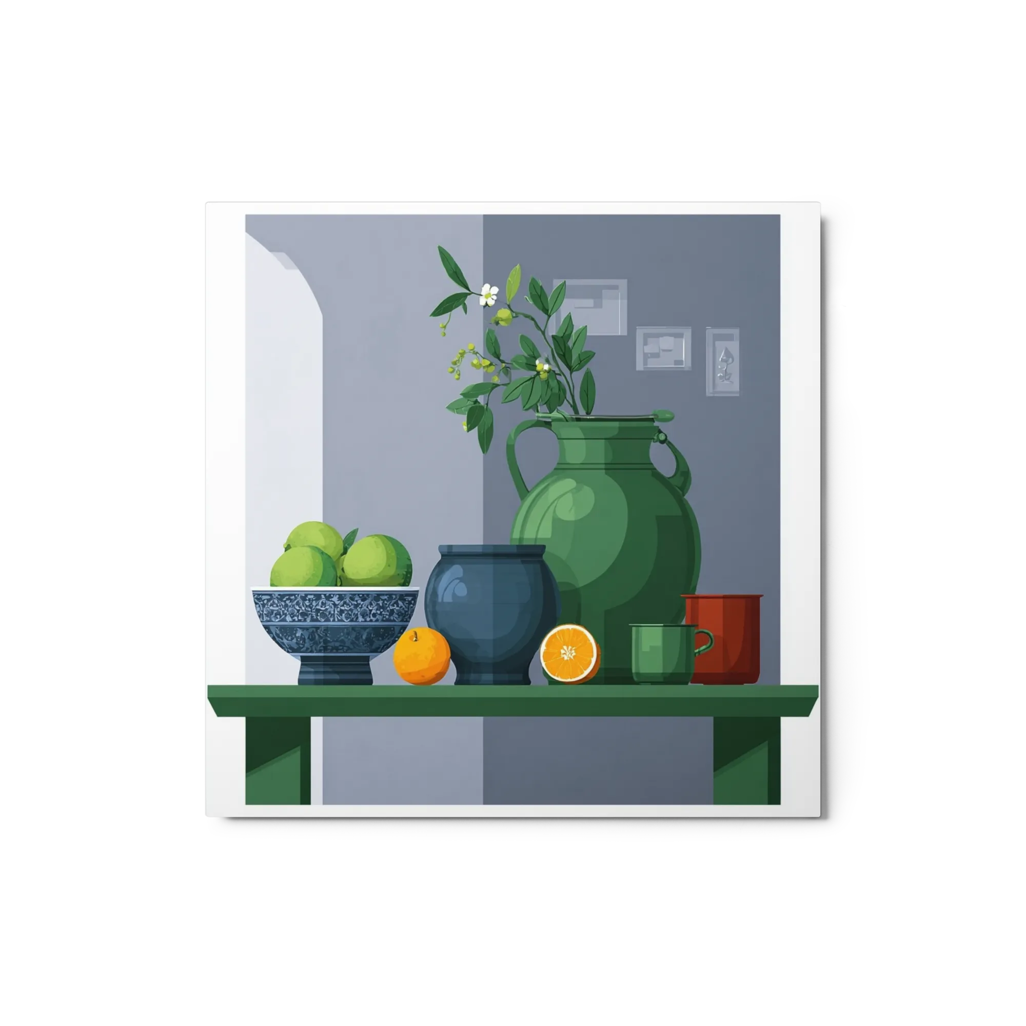Green Jug and Citrus Still Life